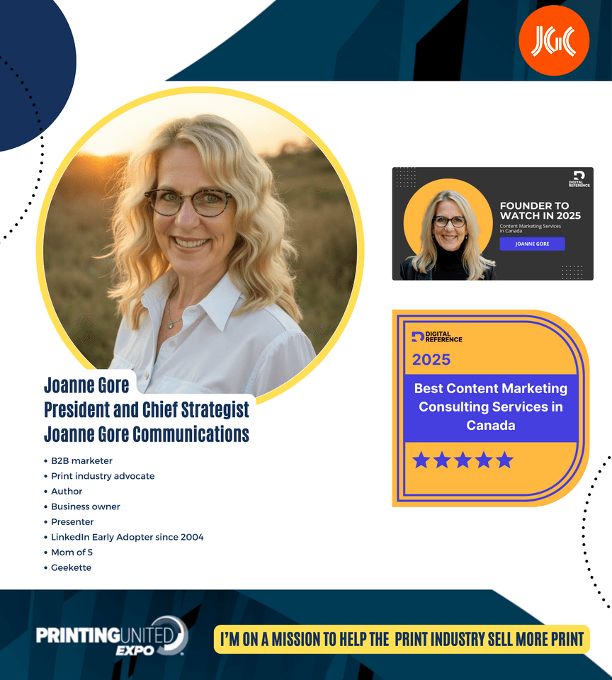 Industry Leader Joanne Gore Recognized with Digital Awards, Set to Lead Key Sessions at PRINTING United Expo 2025